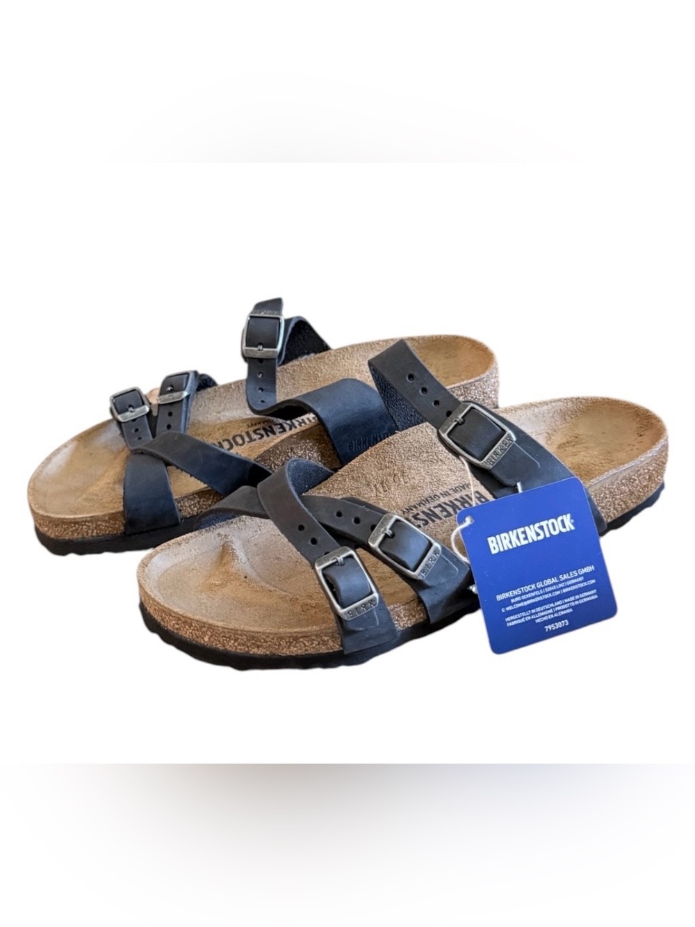 NWT Birkenstock Franca women’s 7 suede adjustable 3-Strap black sandals